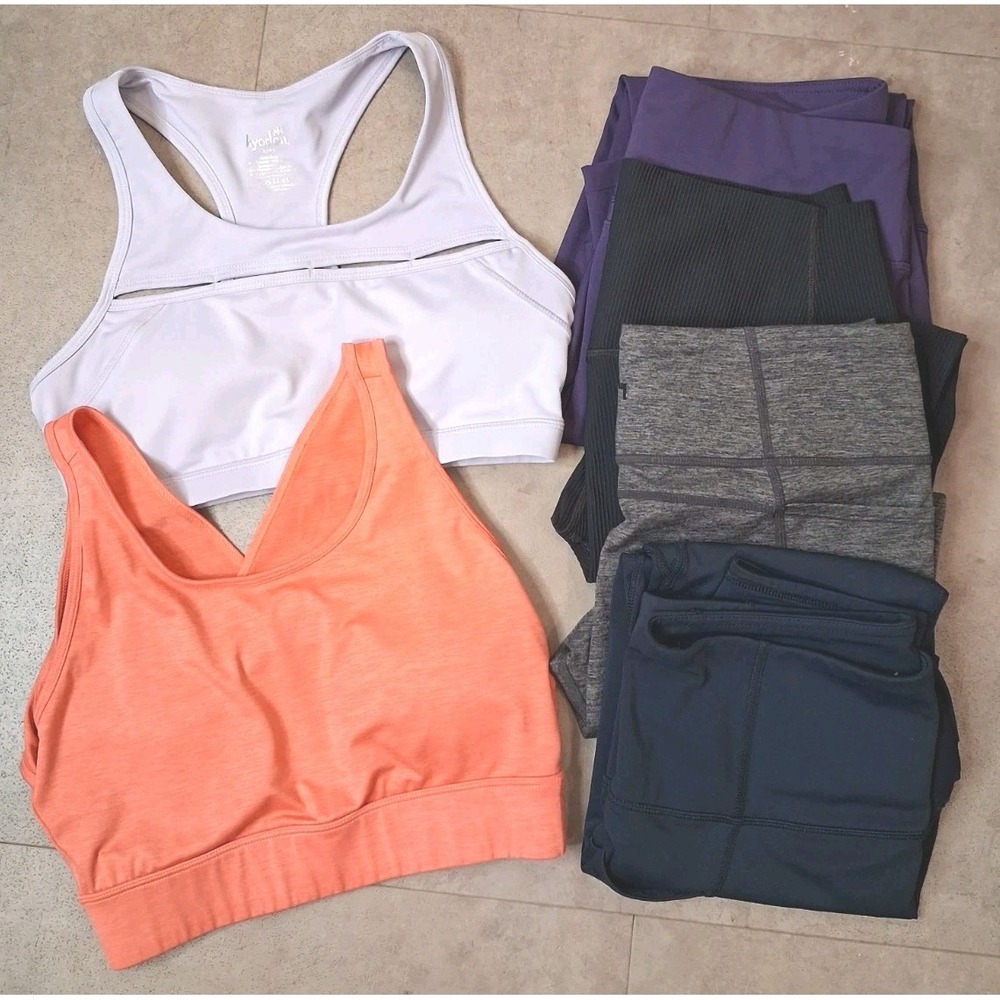 2 Sports Bras And 4 Leggings Medium Bundle Of 6 Pieces Gym Activewear Athleisure